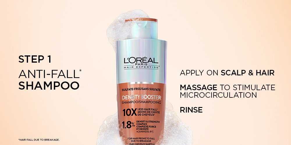 The shampoo density booster is the step1